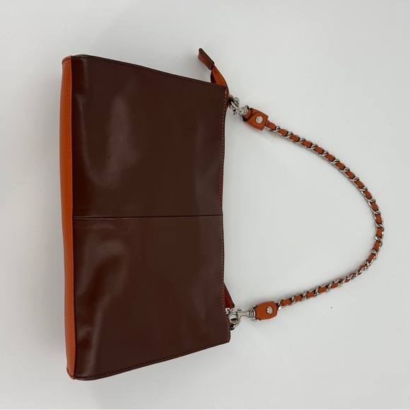 Kate Landry Leather Clutch Purse With Chain & Leather Handle Snap Closure OS - Picture 3 of 6